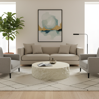 Modern Minimalist Round Fiberglass Coffee Table High Hardness Strong Load-Bearing Capacity Heat-Resistant For Living Room