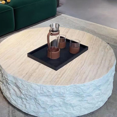 Modern Minimalist Round Fiberglass Coffee Table High Hardness Strong Load-Bearing Capacity Heat-Resistant For Living Room
