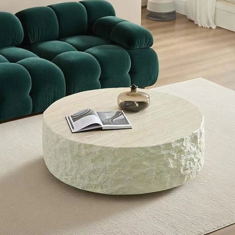 Modern Minimalist Round Fiberglass Coffee Table High Hardness Strong Load-Bearing Capacity Heat-Resistant For Living Room