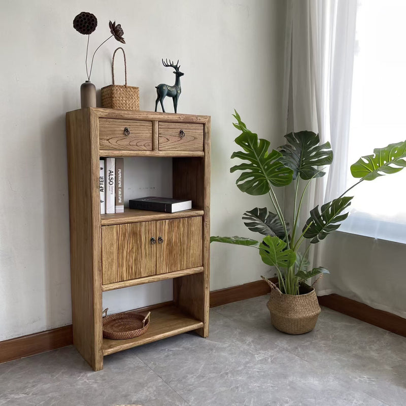 Modern Minimalist Rectangular Solid Wood Storage Cabinet 3-Tier 4-Cabinet Durable For Living Room