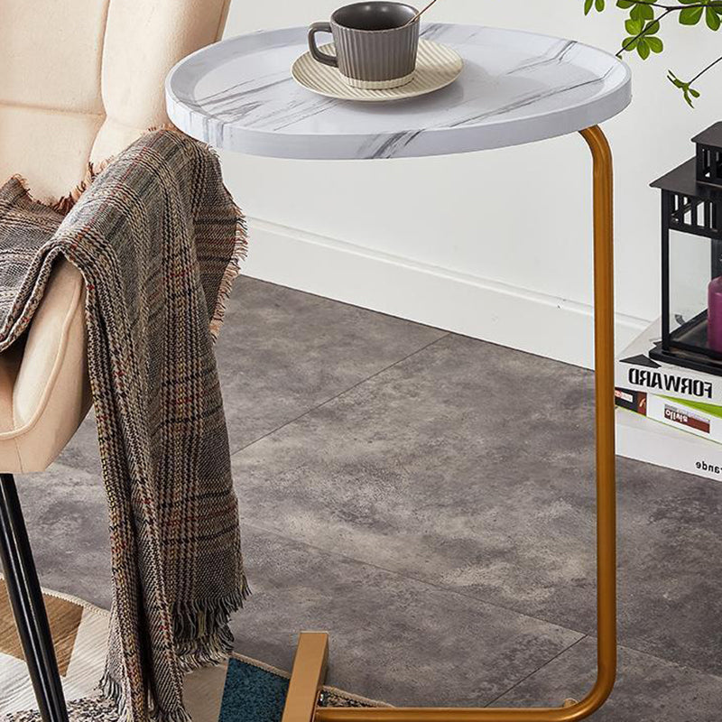 Modern Minimalist Curved Stainless Steel Medium Density Fiberboard Side Table Stable Durable For Living Room