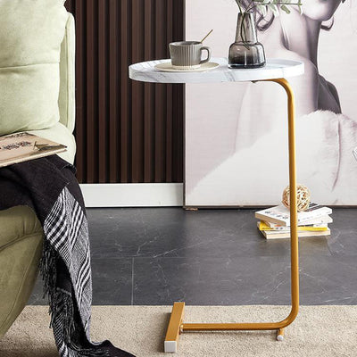 Modern Minimalist Curved Stainless Steel Medium Density Fiberboard Side Table Stable Durable For Living Room