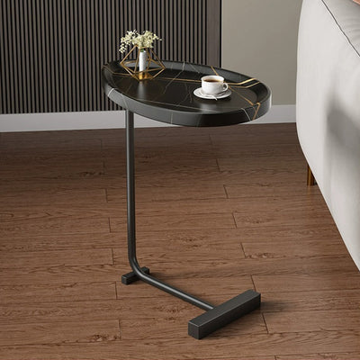 Modern Minimalist Curved Stainless Steel Medium Density Fiberboard Side Table Stable Durable For Living Room