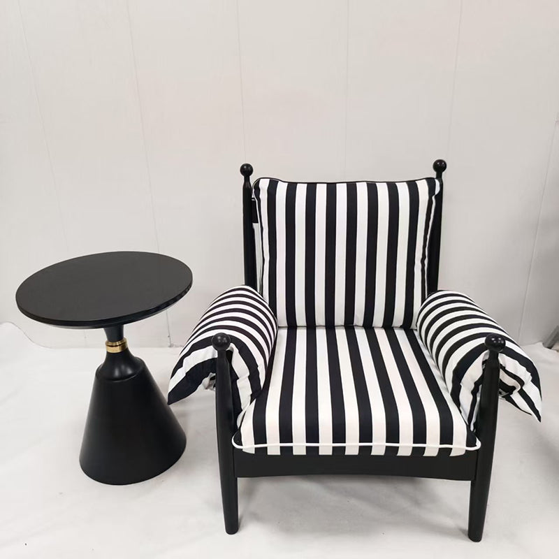 Traditional Vintage Curved Cotton Solid Wood Velvet Fabric Accent Chair Backrest Armrest For Living Room