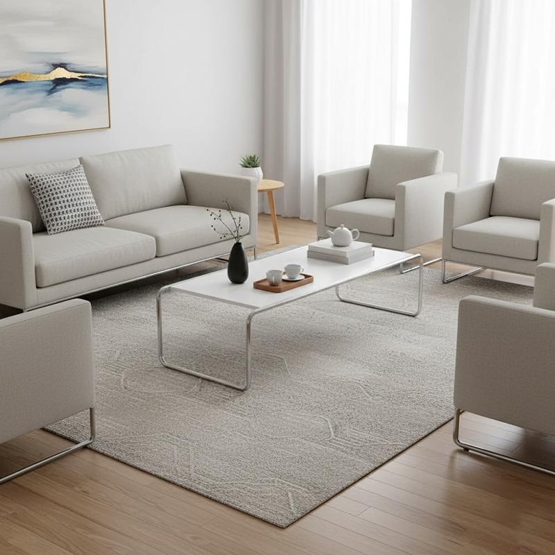 Modern Minimalist Rectangular Stainless Steel Medium Density Fiberboard Coffee Table 2-Leg Sturdy For Living Room