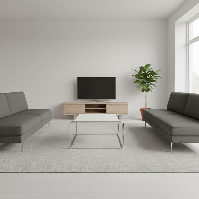 Modern Minimalist Rectangular Stainless Steel Medium Density Fiberboard Coffee Table 2-Leg Sturdy For Living Room