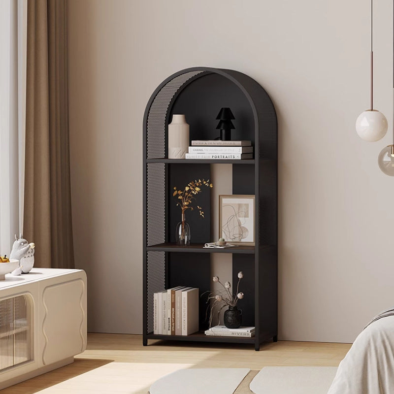 Modern Minimalist Round Rectangular Metal Solid Wood Multi-Layer Bookshelves 2/3-Tier Sturdy Durable For Home Office