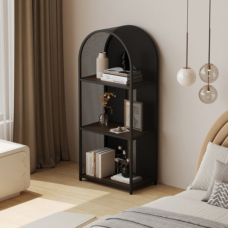 Modern Minimalist Round Rectangular Metal Solid Wood Multi-Layer Bookshelves 2/3-Tier Sturdy Durable For Home Office