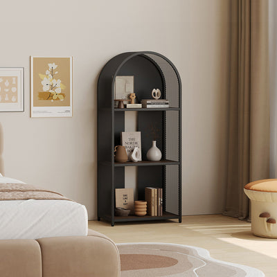 Modern Minimalist Round Rectangular Metal Solid Wood Multi-Layer Bookshelves 2/3-Tier Sturdy Durable For Home Office