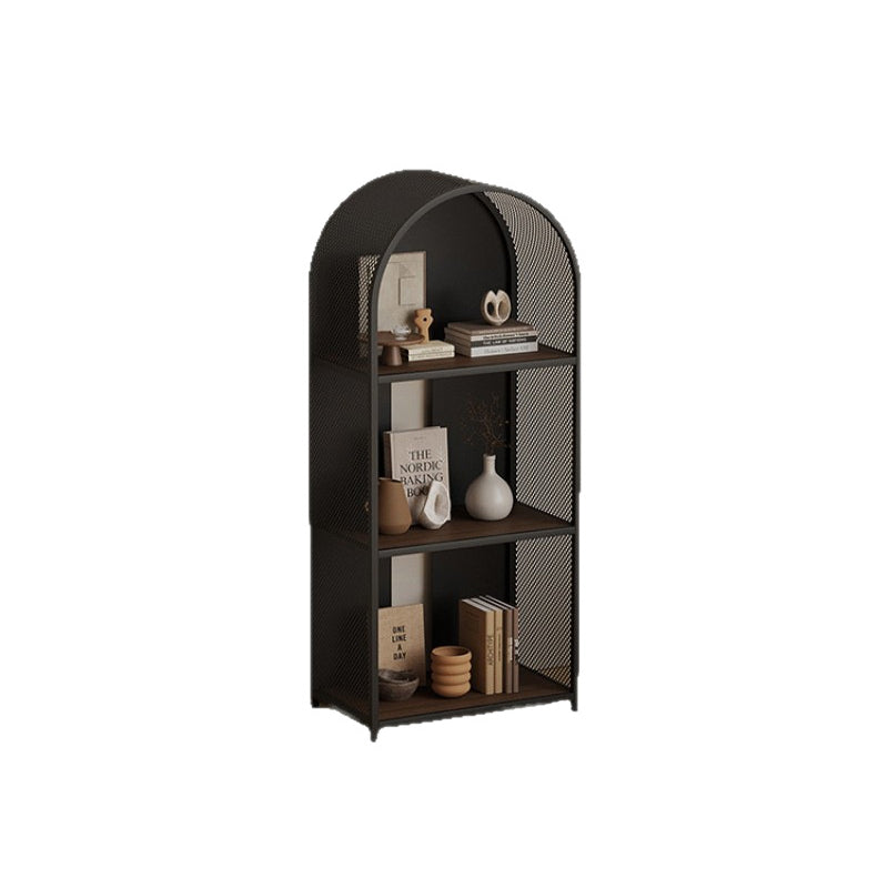 Modern Minimalist Round Rectangular Metal Solid Wood Multi-Layer Bookshelves 2/3-Tier Sturdy Durable For Home Office