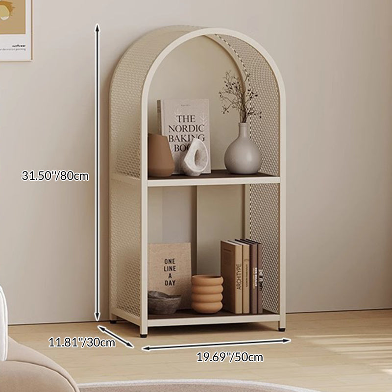 Modern Minimalist Round Rectangular Metal Solid Wood Multi-Layer Bookshelves 2/3-Tier Sturdy Durable For Home Office