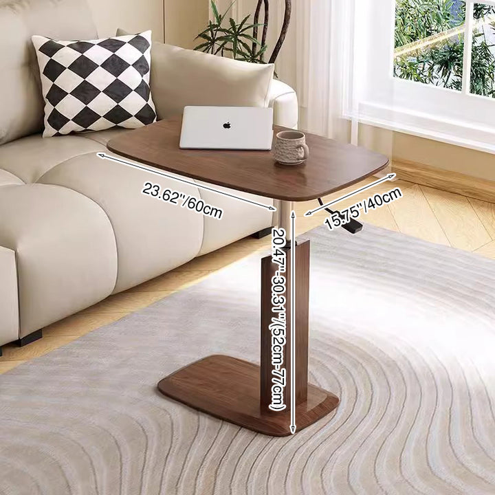 Moderner minimalistischer rechteckiger Sattelleder-Massivholzfurnier-MDF-Hardware-Beistelltisch, drehbar und verstellbar für das Wohnzimmer 