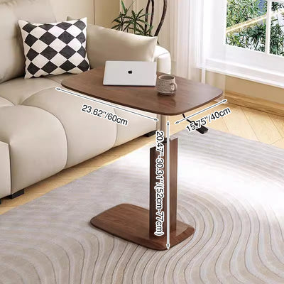 Modern Minimalist Rectangular Saddle Leather Solid Wood Veneer Medium Density Fiberboard Hardware Side Table Rotating Adjustable For Living Room