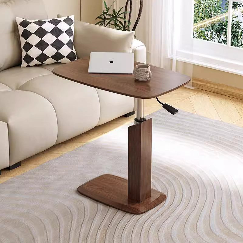 Moderner minimalistischer rechteckiger Sattelleder-Massivholzfurnier-MDF-Hardware-Beistelltisch, drehbar und verstellbar für das Wohnzimmer 
