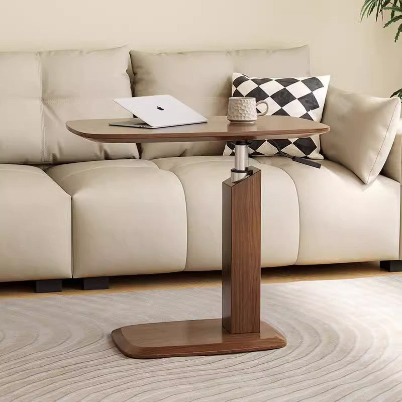 Moderner minimalistischer rechteckiger Sattelleder-Massivholzfurnier-MDF-Hardware-Beistelltisch, drehbar und verstellbar für das Wohnzimmer 