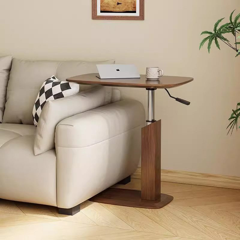 Moderner minimalistischer rechteckiger Sattelleder-Massivholzfurnier-MDF-Hardware-Beistelltisch, drehbar und verstellbar für das Wohnzimmer 