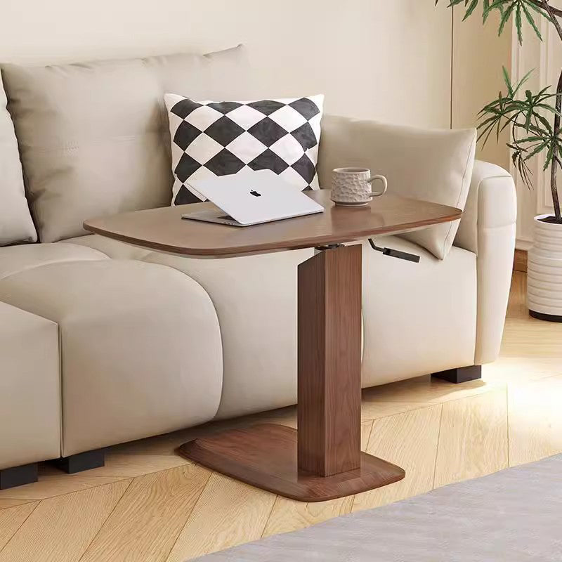 Moderner minimalistischer rechteckiger Sattelleder-Massivholzfurnier-MDF-Hardware-Beistelltisch, drehbar und verstellbar für das Wohnzimmer 