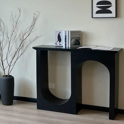 Modern Minimalist Rectangular Medium Density Fiberboard Console Table 3-Leg U-Shaped Design Durable For Entryways