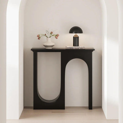 Modern Minimalist Rectangular Medium Density Fiberboard Console Table 3-Leg U-Shaped Design Durable For Entryways