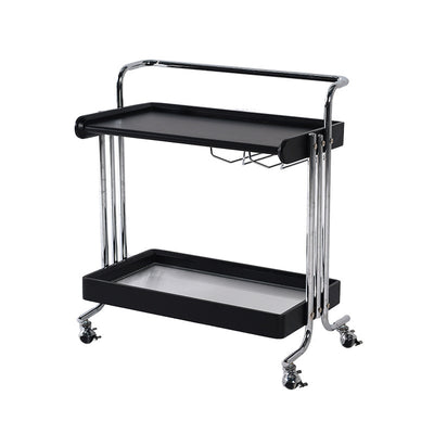 Modern Minimalist Rectangular Solid Wood Stainless Steel Side Table 2-Tier Movable For Living Room