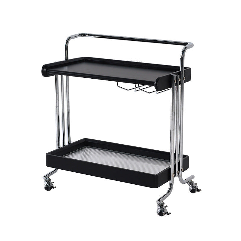 Modern Minimalist Rectangular Solid Wood Stainless Steel Side Table 2-Tier Movable For Living Room