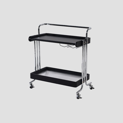 Modern Minimalist Rectangular Solid Wood Stainless Steel Side Table 2-Tier Movable For Living Room