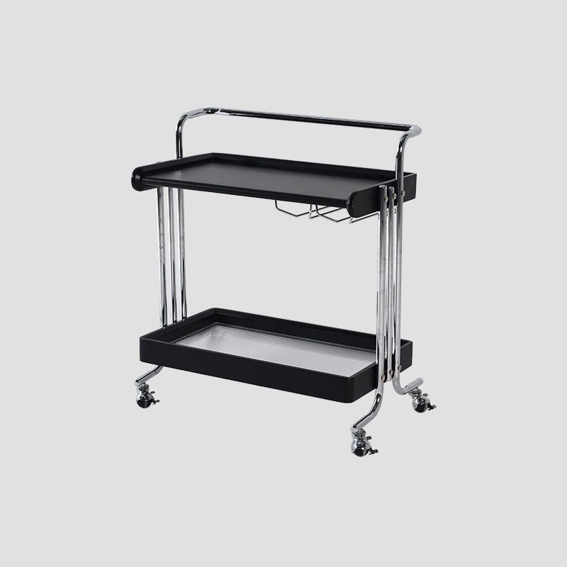 Modern Minimalist Rectangular Solid Wood Stainless Steel Side Table 2-Tier Movable For Living Room