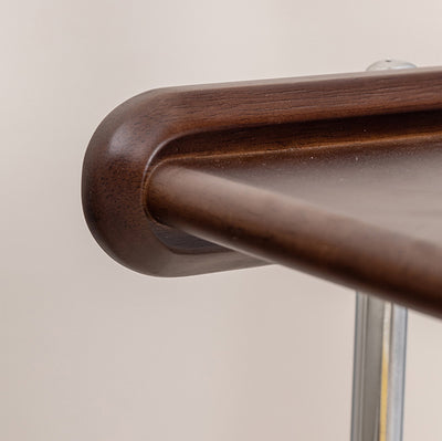 Modern Minimalist Rectangular Solid Wood Stainless Steel Side Table 2-Tier Movable For Living Room