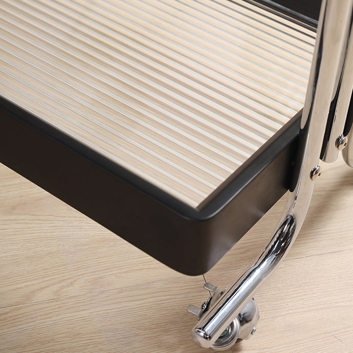 Modern Minimalist Rectangular Solid Wood Stainless Steel Side Table 2-Tier Movable For Living Room