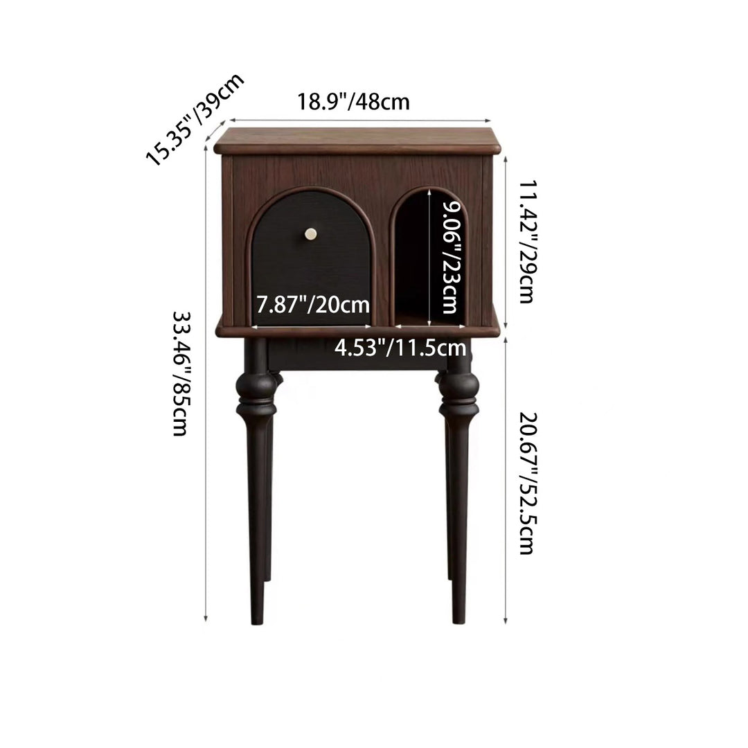 Traditional Vintage Rectangular Solid Wood Multi-Layer Panel Solid Wood Storage Cabinet 4-Leg 1-Drawer For Living Room