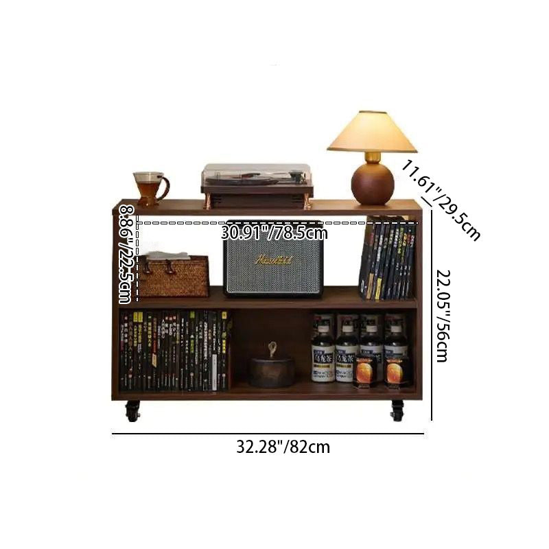 Modern Minimalist Rectangular Solid Wood Compressed Particle Board Storage Cabinet 3-Tier Movable For Living Room
