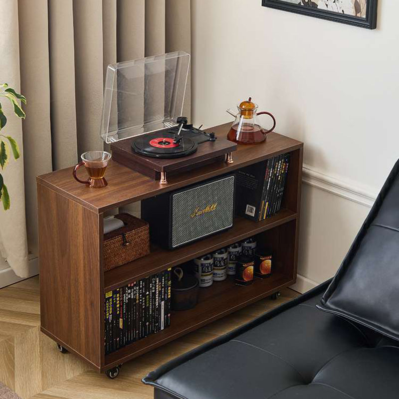 Modern Minimalist Rectangular Solid Wood Compressed Particle Board Storage Cabinet 3-Tier Movable For Living Room