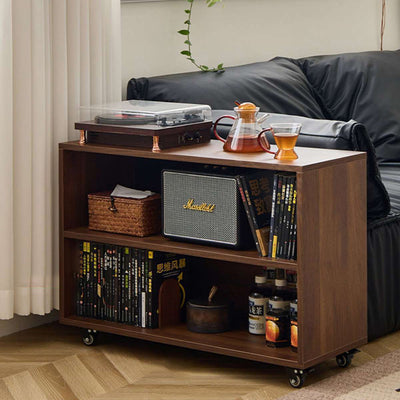 Modern Minimalist Rectangular Solid Wood Compressed Particle Board Storage Cabinet 3-Tier Movable For Living Room