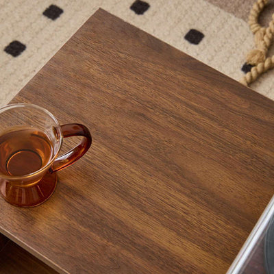 Modern Minimalist Rectangular Solid Wood Compressed Particle Board Storage Cabinet 3-Tier Movable For Living Room