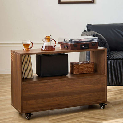 Modern Minimalist Rectangular Solid Wood Compressed Particle Board Storage Cabinet 3-Tier Movable For Living Room