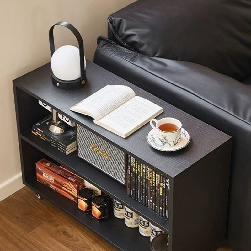 Modern Minimalist Rectangular Solid Wood Compressed Particle Board Storage Cabinet 3-Tier Movable For Living Room