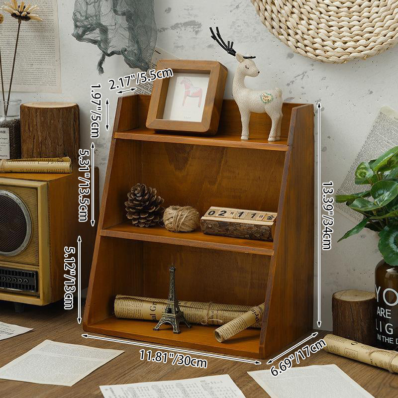 Traditional Vintage Rectangular Pine Plywood Storage Cabinet 3-Tier Sturdy Durable For Living Room
