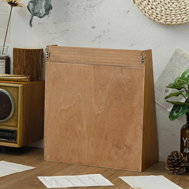Traditional Vintage Rectangular Pine Plywood Storage Cabinet 3-Tier Sturdy Durable For Living Room