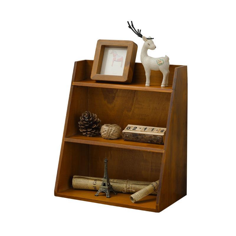 Traditional Vintage Rectangular Pine Plywood Storage Cabinet 3-Tier Sturdy Durable For Living Room