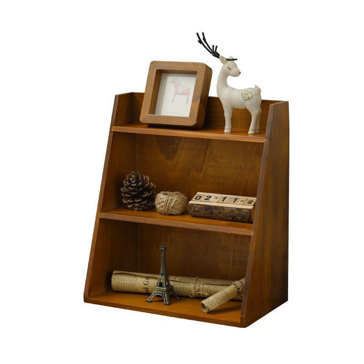 Traditional Vintage Rectangular Pine Plywood Storage Cabinet 3-Tier Sturdy Durable For Living Room