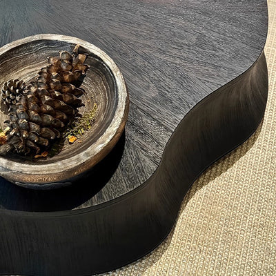 Modern Minimalist Petal-Shaped Solid Wood Multi-Layer Board Coffee Table 1-Drawer Load-Bearing For Living Room