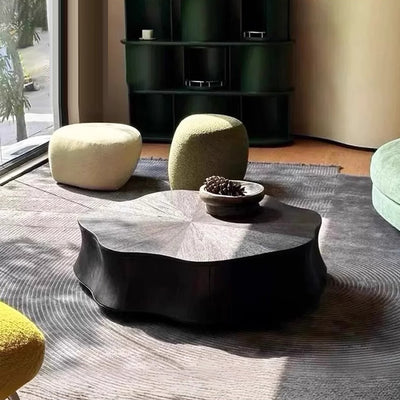 Modern Minimalist Petal-Shaped Solid Wood Multi-Layer Board Coffee Table 1-Drawer Load-Bearing For Living Room