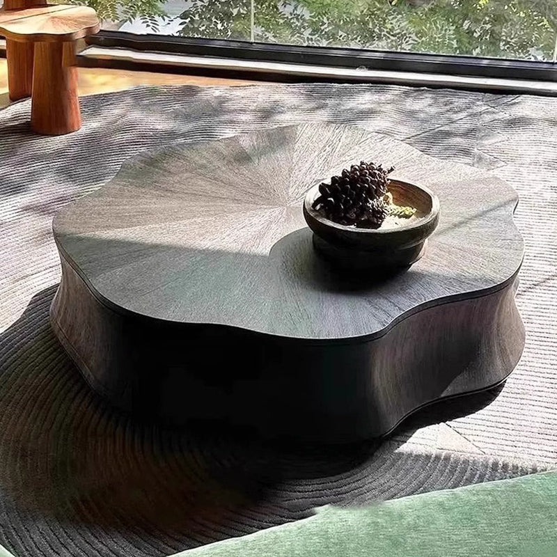 Modern Minimalist Petal-Shaped Solid Wood Multi-Layer Board Coffee Table 1-Drawer Load-Bearing For Living Room