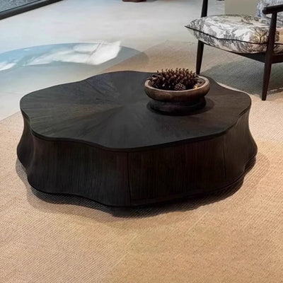 Modern Minimalist Petal-Shaped Solid Wood Multi-Layer Board Coffee Table 1-Drawer Load-Bearing For Living Room