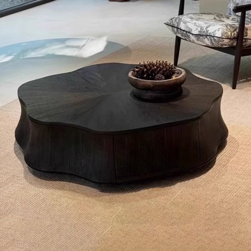 Modern Minimalist Petal-Shaped Solid Wood Multi-Layer Board Coffee Table 1-Drawer Load-Bearing For Living Room