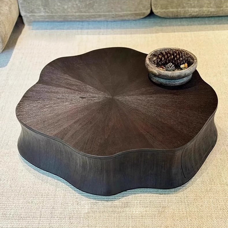 Modern Minimalist Petal-Shaped Solid Wood Multi-Layer Board Coffee Table 1-Drawer Load-Bearing For Living Room