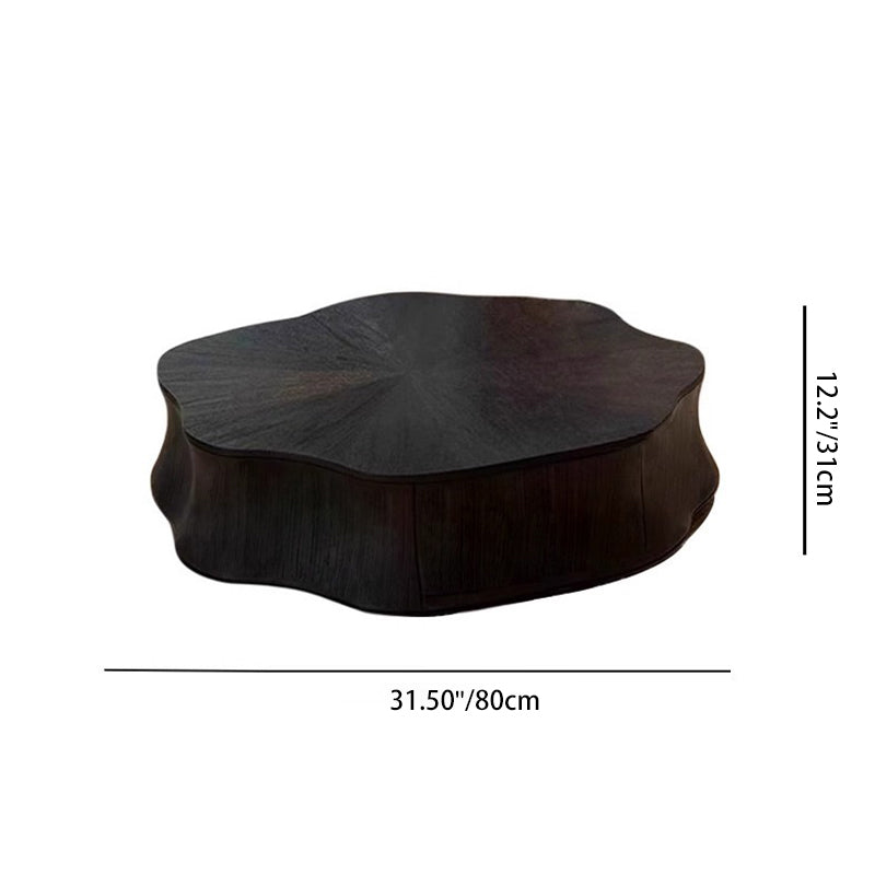 Modern Minimalist Petal-Shaped Solid Wood Multi-Layer Board Coffee Table 1-Drawer Load-Bearing For Living Room