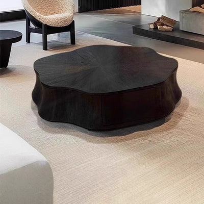Modern Minimalist Petal-Shaped Solid Wood Multi-Layer Board Coffee Table 1-Drawer Load-Bearing For Living Room