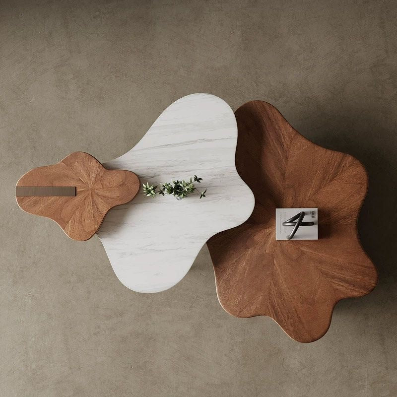 Modern Minimalist Cloud-Shaped Solid Wood Eco-Board Coffee Table 4-Leg Sturdy For Living Room