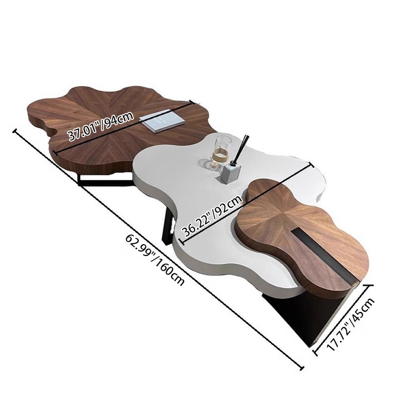Modern Minimalist Cloud-Shaped Solid Wood Eco-Board Coffee Table 4-Leg Sturdy For Living Room